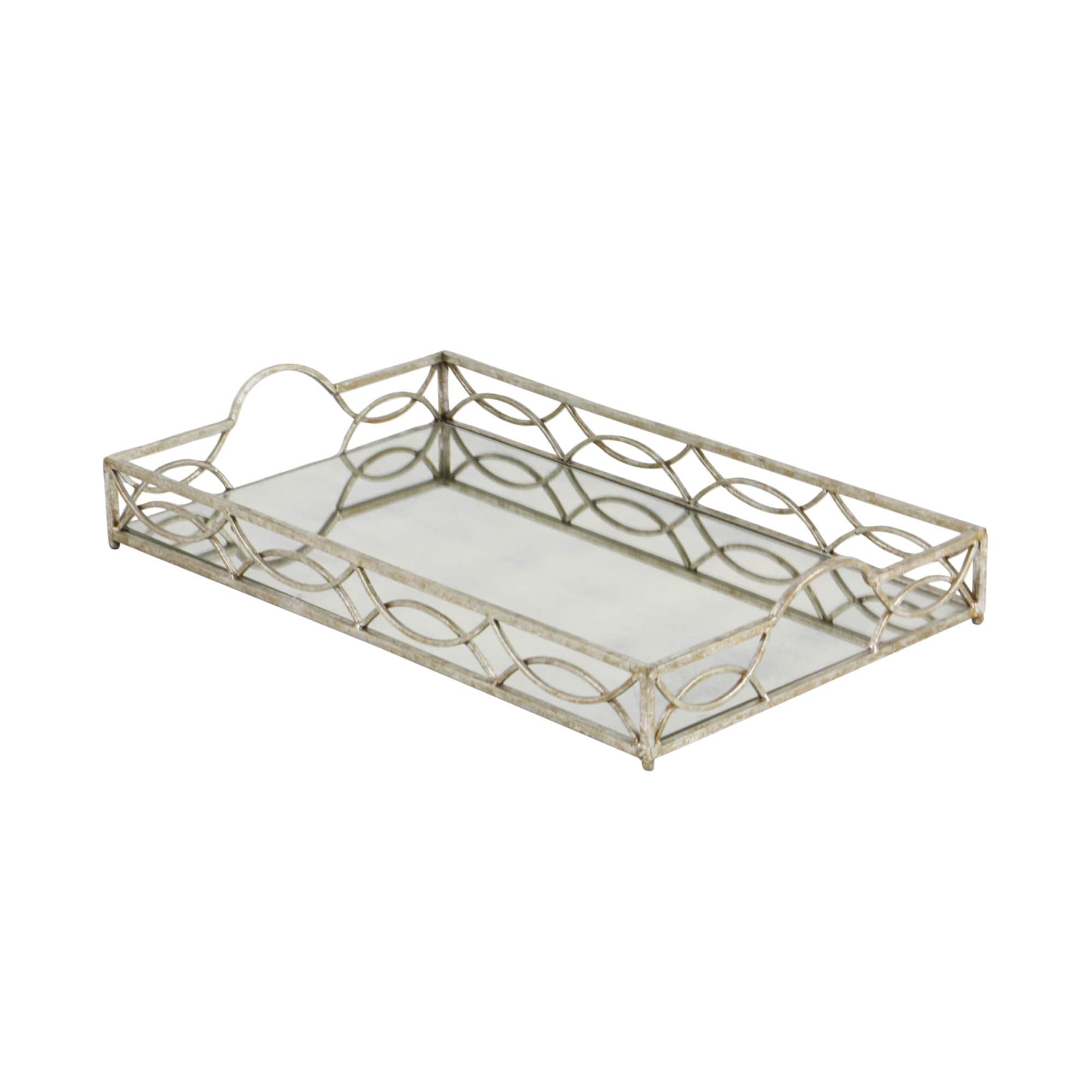 25'' Silver Metal Glam Tray